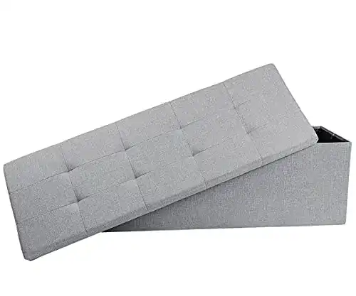 Sitztruhe Theo&Cleo Leinen, faltbare Sitzbank, 114 x 38 x 38cm