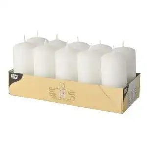 Stumpenkerzen PAPSTAR 17915 ø 40 x 90 mm, 10 Stück, weiß