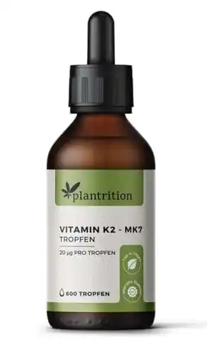 Die beste K2-Tropfen plantrition Vitamin K2 Mk7 Tropfen Vegan 100 µg 2026 Test Bestseller K2-Tropfen plantrition Vitamin K2 Mk7 Tropfen Vegan 100 µg