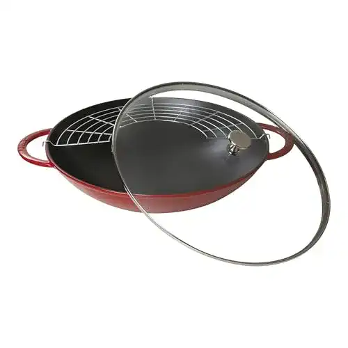 Wok mit Deckel STAUB Gusseisen Wok, Inkl. Glasdeckel, Ø 37 cm