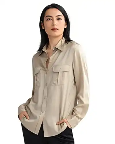 Seidenbluse LilySilk Damen Seidenhemd Langarmbluse Seidenshirt