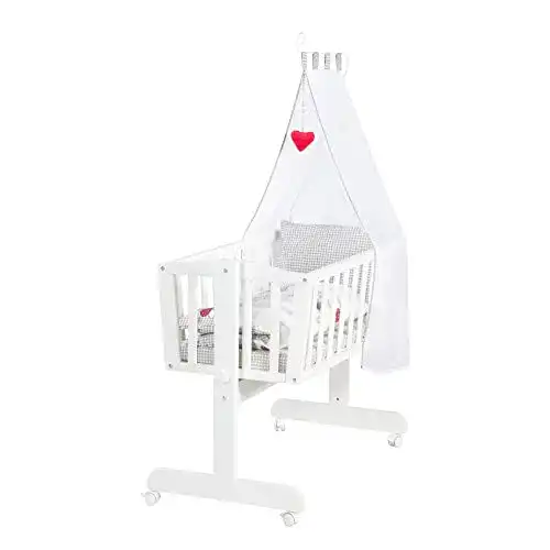 Stubenwagen roba Babywiege ‘Adam & Eule’ (40x90cm), weiß