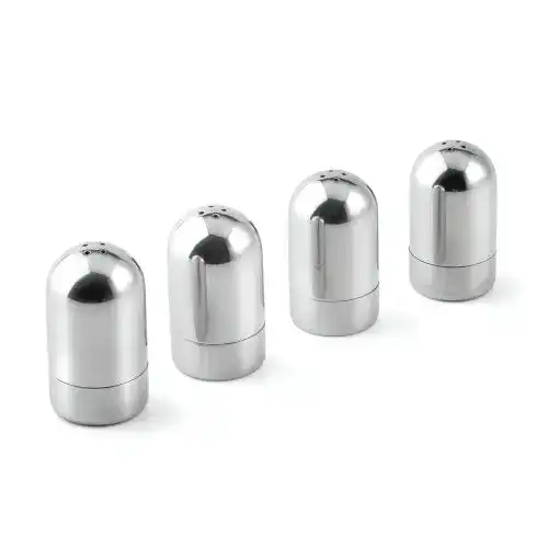 Salzstreuer Weis kleine Menage Tisch Edelstahl Set 4tlg