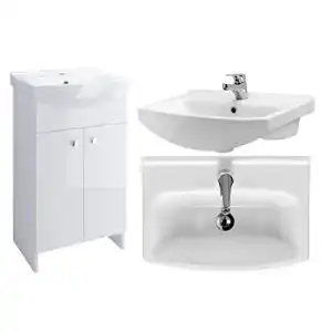 Waschbecken mit Unterschrank VBChome Badmöbel Weiß 50 cm