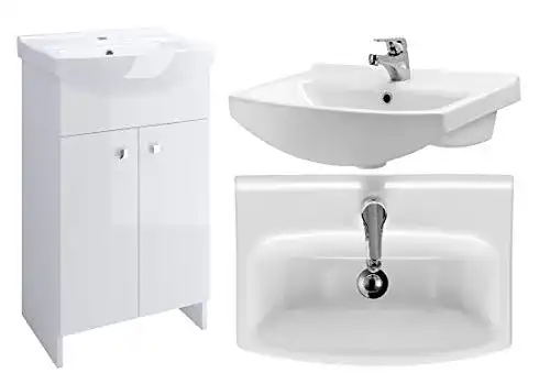 Waschbecken mit Unterschrank VBChome Badmöbel Weiß 50 cm
