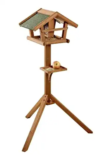Vogelhaus mit Ständer BUSDUGA, aus Holz mit Futtersilo
