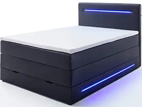 Boxspringbett 140×200 wonello mit Bettkasten u. LED Beleuchtung