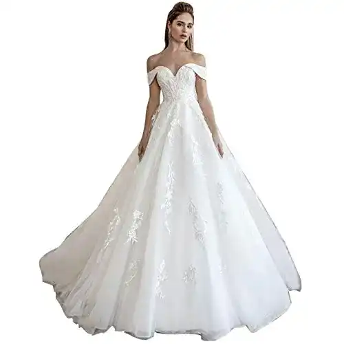 Brautkleid Tianshikeer Hochzeitskleider Schulterfrei A Linie Lang