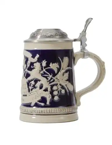 Steinkrug Amoy-Art Bierkrug mit Zinndeckel Gravur 0.6Liter
