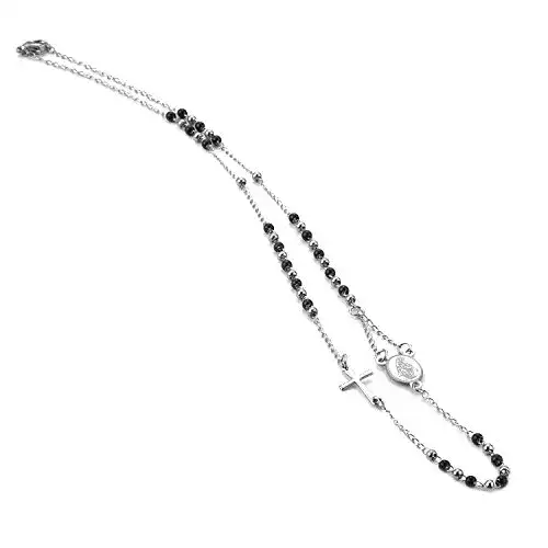 Rosenkranz SAGA GIOIELLI ® kette, unisex, schwarze und silberne