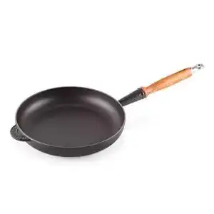 Emaille-Pfanne LE CREUSET Gusseisen-Bratpfanne mit Holzgriff