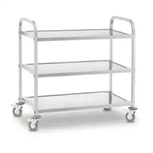 Servierwagen Royal Catering RCSW 3 Edelstahl Böden, mit Rollen