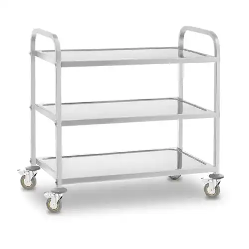 Servierwagen Royal Catering RCSW 3 Edelstahl Böden, mit Rollen