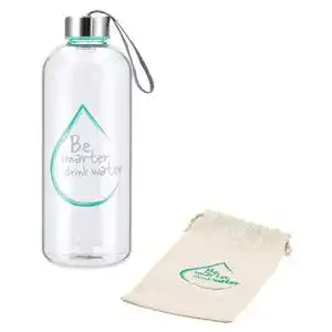 Glasflasche 1 l Xavax Glas-Trinkflasche, 1L, Water Power