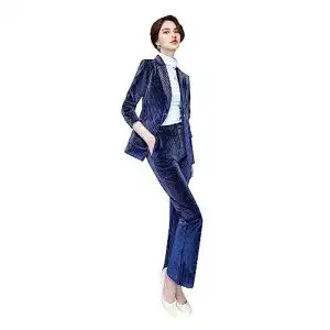 Hosenanzug LISUEYNE Damen Business Blazer Set Samt Lang