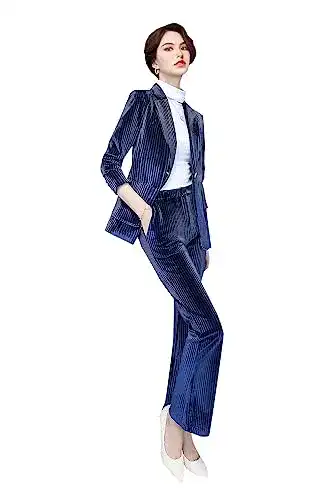 Hosenanzug LISUEYNE Damen Business Blazer Set Samt Lang