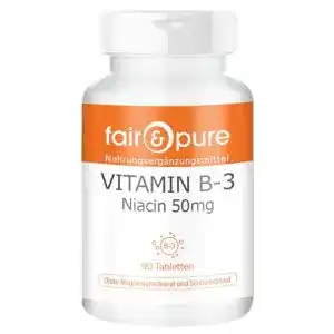 Vitamin B3 Fair & Pure Tabletten, Niacin 50mg, 90 Niacin-Tabletten