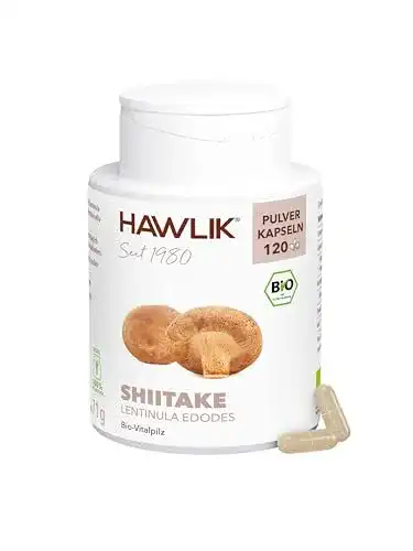 Shiitake-Kapseln Hawlik Vitalpilze, Shiitake Pulver, 120 Kapseln