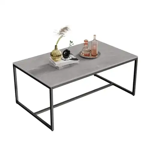 Marmor-Couchtisch FATIVO Couchtisch Modern Grau Metallgestell