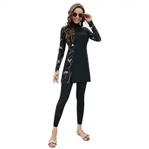 Burkini IWEMEK Damen Dezente Bademode Rash Guard Langarm
