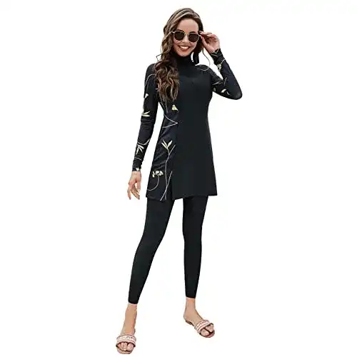 Burkini IWEMEK Damen Dezente Bademode Rash Guard Langarm