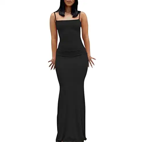 Abendkleid ABINGOO Damen Spaghettiträger Figurbetontes Ärmellos