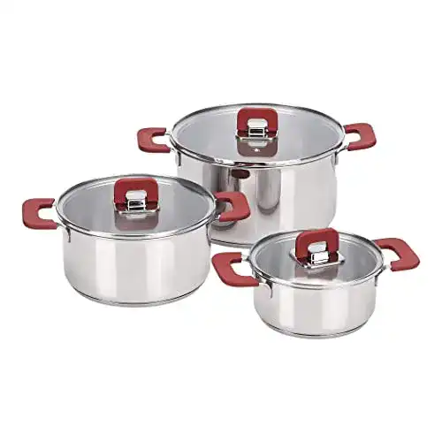 Topfset Amazon Basics 3-teiliges Kochtopf-Set, Edelstahl