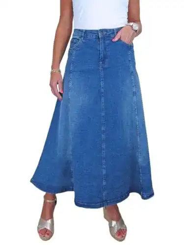 Jeansrock Paulo Due Damen Stretch Denim Maxi