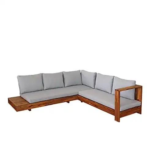 Garteneckbank (Holz) Mendler Gartengarnitur HWC-H59, Akazie