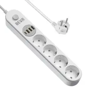Steckdosenleiste mit Flachstecker BEVA Steckdosenleiste, 4 Fach