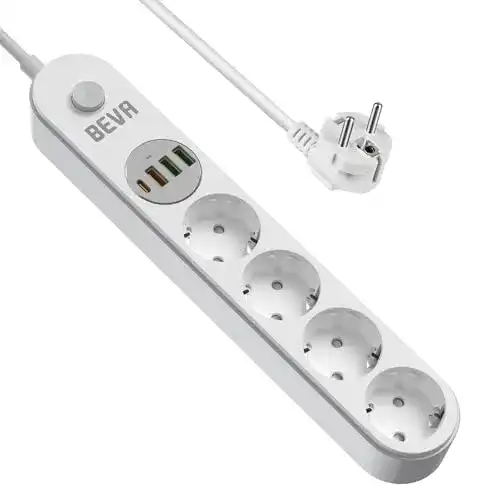 Steckdosenleiste mit Flachstecker BEVA Steckdosenleiste, 4 Fach