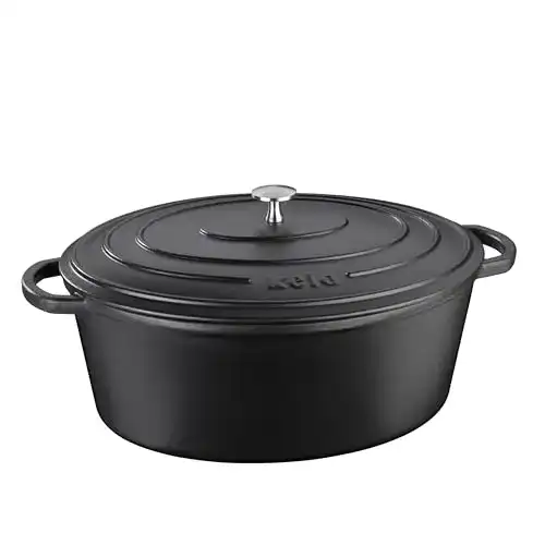 Gusseisen Bräter kela 12473 Bräter mit Deckel, 6,5 L, Oval, Calido