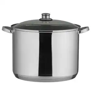Kochtopf 20 Liter axentia Universaltopf in Silber, mit Glasdeckel