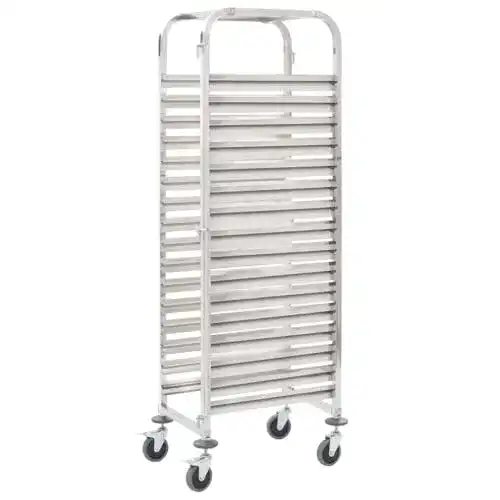 Tablettwagen vidaXL für 16 Tabletts Transportwagen Gastro