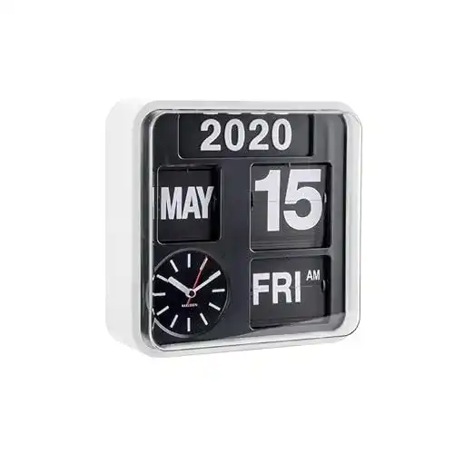 Fallblattanzeige Karlsson KA5364WH – Mini-Wanduhr mit Kalender