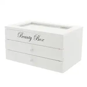 Schmuckkästchen FRANK FLECHTWAREN „Beauty Box“, weiß Holz