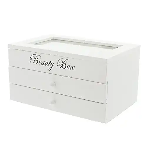 Schmuckkästchen FRANK FLECHTWAREN „Beauty Box“, weiß Holz