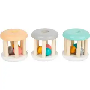Holzrassel Baby Small Foot 11712 Babyrassel Pastell, Holzrassel 3er