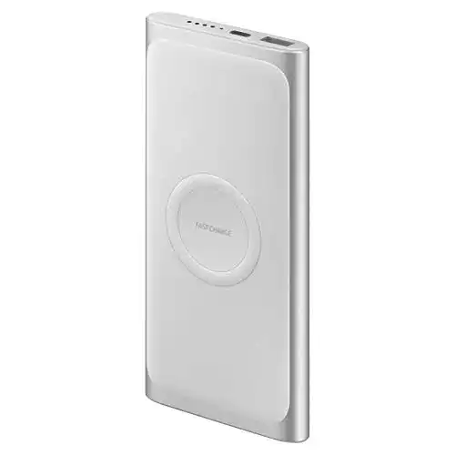 Qi-Powerbank Samsung, Kabellose Batterie, 10.000 mAh, Silber