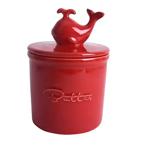 Französische Butterdose Vencer Buttertopf, ohne Kühlung, rot