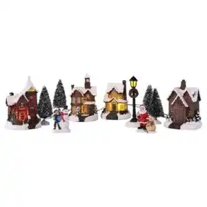 Weihnachtsdorf Haushalt International mit Schneedekoration LED