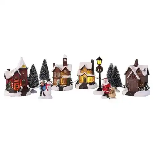 Weihnachtsdorf Haushalt International mit Schneedekoration LED
