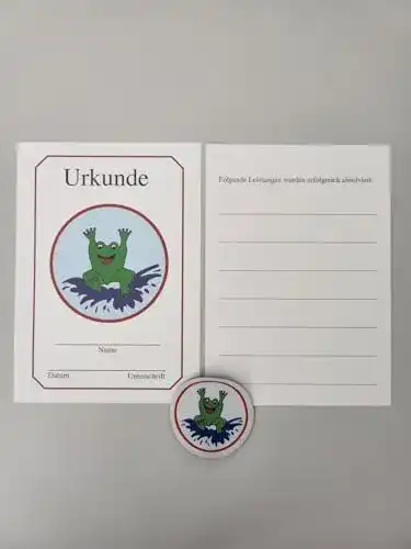 Schwimmabzeichen Erlebe Wasser 1x Frosch Abzeichen + Urkunde