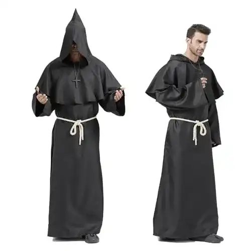 Mönchskutte MiiDD Priester Robe Mönch Kostüm mit Kapuze