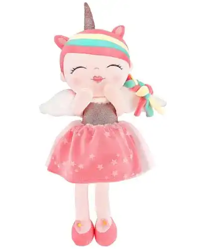 Stoffpuppe GAGAKU Einhorn Plüschpuppe für Mädchen, 43cm
