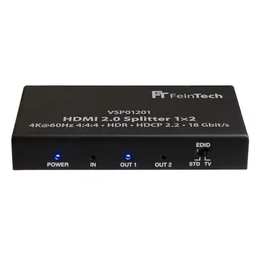 HDMI-Splitter 1 in 2 out FeinTech VSP01201 HDMI 2.0 Splitter