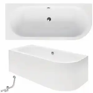 Badewanne ECOLAM Wanne Eckwanne für Zwei, Acryl weiß
