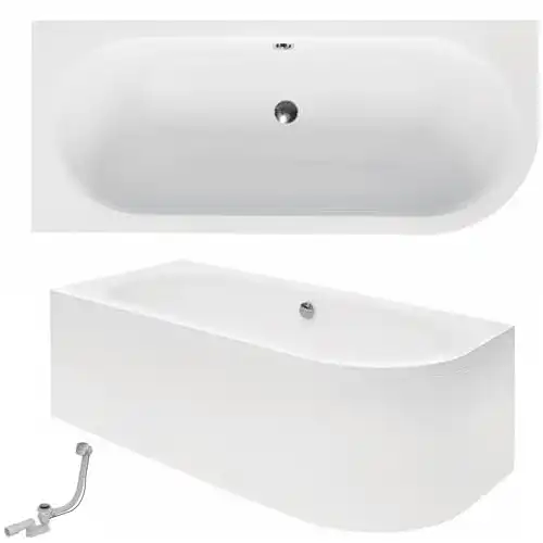 Badewanne ECOLAM Wanne Eckwanne für Zwei, Acryl weiß