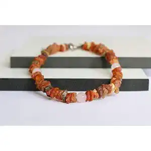 Bernstein-Halsband Hund Generic mit Rose Jade verziert 45-50 cm