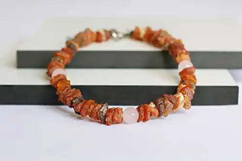 Bernstein-Halsband Hund Generic mit Rose Jade verziert 45-50 cm
